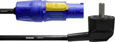 Cordial CFCA 1\,5 SRC tok priključni kabel [1x varnostni moški konektor - 1x powercon moški konektor] 1.50 m modra