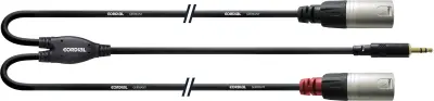 Cordial CFY 1\,5 WMM-LONG avdio adapterski kabel [1x 3\,5 mm banana moški konektor - 2x moški konektor XLR] 1.50 m črna