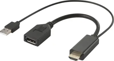 Renkforce RF-4777274 HDMI/DisplayPort adapterski kabel [1x moški konektor HDMI, moški konektor USB 2.0 tipa A - 1x ženski konektor DisplayPort] črna 4