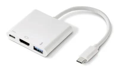 Renkforce RF-4366444 adapter [1x moški konektor USB-C - 1x ženski konektor HDMI, USB 3.2 gen. 1 vtičnica A (USB 3.0), ženski konektor USB-C] bela pozl