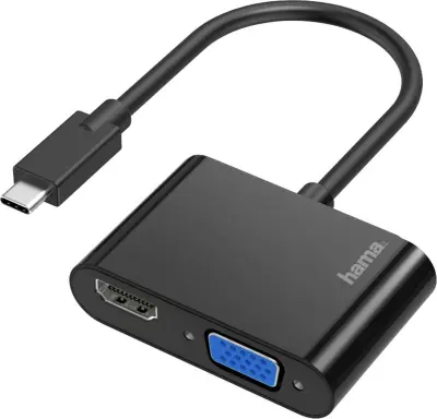 Hama 00200313 USB-C® / HDMI / VGA adapter [1x moški konektor USB-C® - 1x ženski konektor VGA\, ženski konektor HDMI] črna