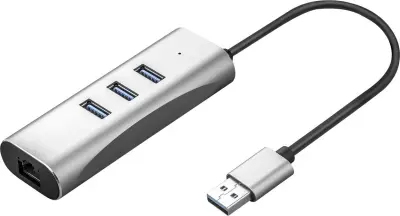 VREDNOST Pretvornik USB 3.2 Gen 1 v Gigabit Ethernet + 3-vratno zvezdišče USB Value USB 2.0 pretvornik