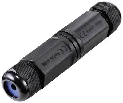 Renkforce RJ45 omrežni adapter CAT 6a [1x RJ45 vtičnica - 1x RJ45 vtičnica]  črna vodotesen\, UV odporen\, pozlačeni konektorji