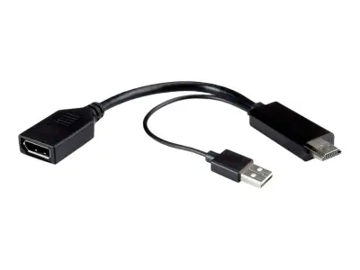 Roline 12.03.3147 DisplayPort / HDMI adapter [1x ženski konektor DisplayPort - 2x moški konektor DisplayPort\, moški konektor HDMI] črna  0.15 m