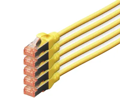 Digitus DK-1644-100-Y-5 RJ45 omrežni kabel CAT6 S/FTP 10 m rumena zaščita iz folije, skupna zaščita, zaščiten, brez halogena, Simplex, dvojno okloplje