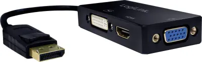 LogiLink CV0109  adapter [1x moški konektor DisplayPort - 1x ženski konektor DVI\, 24 + 1 polov\, ženski konektor HDMI\, ženski konektor VGA] črna