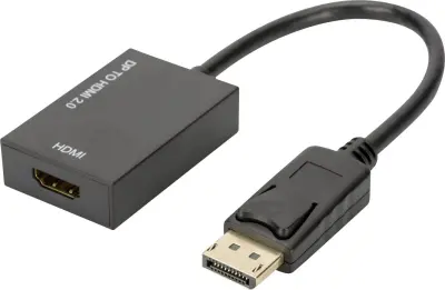 Digitus AK-340415-002-S DisplayPort/HDMI adapter [1x moški konektor DisplayPort - 1x ženski konektor HDMI] črna 4K UHD, dvojno oklopljen, zaklenjen 20