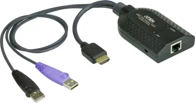 ATEN KVM adapter [2x moški konektor USB 2.0 tipa A\, moški konektor HDMI - 1x RJ45 vtičnica]  črna