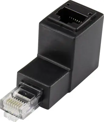 RJ45 Omrežni adapter CAT 5e 90° zakrivljen navzdol [1x RJ45-vtič - 1x RJ45-vtičnica] 0 m črn Renkforce
