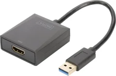 Digitus DA-70841 HDMI / USB 3.2 gen. 1 (USB 3.0) adapter [1x USB 3.2 gen. 1 vtič A (USB 3.0) - 1x ženski konektor HDMI] črna zaščiten\, HDMI pripravljen\, High speed-HDMI\, standardni HDMI 1