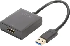 Digitus DA-70841 USB 3.2 gen. 1 (USB 3.0) / HDMI adapter [1x USB 3.2 gen. 1 vtič A (USB 3.0) - 1x ženski konektor HDMI] črna zaščiten 15.00 cm