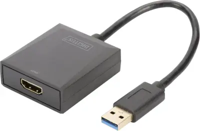 Digitus DA-70841 USB 3.2 gen. 1 (USB 3.0) / HDMI adapter [1x USB 3.2 gen. 1 vtič A (USB 3.0) - 1x ženski konektor HDMI] črna zaščiten 15.00 cm