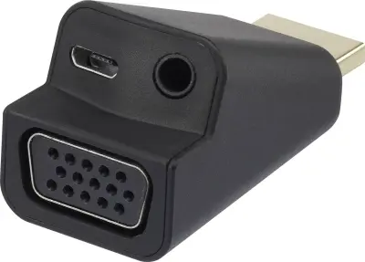 Renkforce RF-4149768 HDMI / VGA adapter [1x moški konektor HDMI - 1x ženski konektor VGA\, priključna doza za 3\,5 mm banana moški konektor] črna