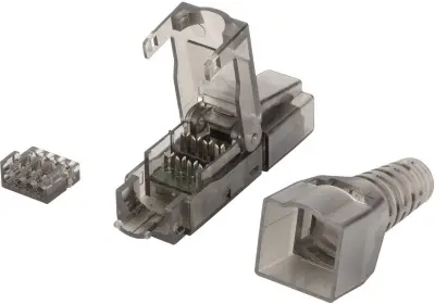 Digitus RJ45 omrežni adapter CAT 6a [1x konektor za prediranje izolacije - 1x RJ45 vtič]  črna