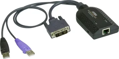 ATEN KVM adapter [2x moški konektor USB 2.0 tipa A\, moški konektor DVI-D - 1x RJ45 vtičnica]  črna