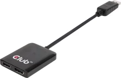 club3D CSV-6200 DisplayPort adapter [1x moški konektor DisplayPort\, USB 3.2 gen. 1 vtičnica mikro B (USB 3.0) - 2x ženski konektor DisplayPort] črna