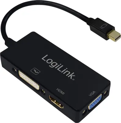 LogiLink CV0110 adapter [1x moški konektor mini Displayport - 1x ženski konektor DVI, 24 + 1 polov, ženski konektor HDMI, ženski konektor VGA] črna