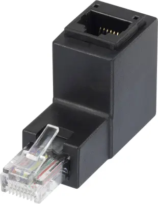 RJ45 Omrežni adapter CAT 5e pod kotom 90° navzgor [1x RJ45 vtič - 1x RJ45 vtičnica] 0 m črne barve\, Renkforce