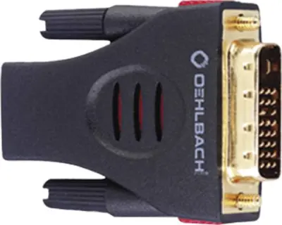 Oehlbach 9070 DVI / HDMI adapter [1x moški konektor DVI\, 18 + 1 polov - 1x ženski konektor HDMI] črna pozlačeni konektorji