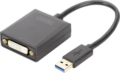 Digitus DA-70842 DVI/USB 3.2 gen. 1 (USB 3.0) adapter [1x USB 3.2 gen. 1 vtič A (USB 3.0) - 1x ženski konektor DVI, 24 + 5 polov] črna zaščiten 15.00