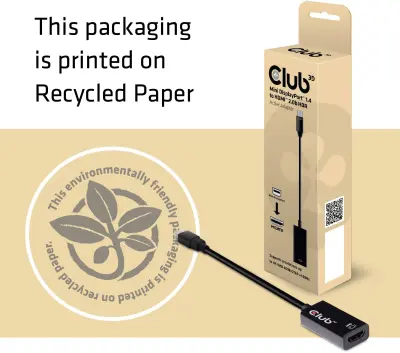 club3D CAC-1180 DisplayPort adapter [1x moški konektor DisplayPort - 1x ženski konektor HDMI] črna