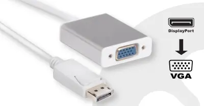 club3D CAC-2003 DisplayPort adapter [1x moški konektor DisplayPort - 1x ženski konektor VGA] bela