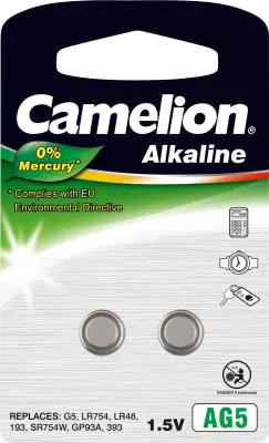Gumbna baterija LR 48 alkalij-mangan Camelion AG5 66 mAh 1.5 V 2 kosa