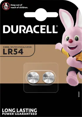 Duracell gumbne celice LR 54 1.5 V 2 kos 65 mAh alkalno-manganov AG10