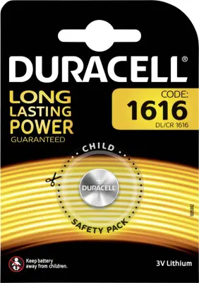 Duracell gumbne celice CR 1616 3 V 1 kos 45 mAh litij DL1616