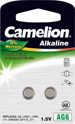 Gumbna baterija LR 69 alkalij-mangan Camelion AG6 25 mAh 1.5 V 2 kosa