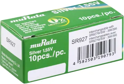 Murata gumbne celice 395 1.55 V 10 kos 52 mAh srebrovo-oksidni SR927-PBWW