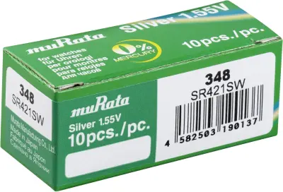 Murata gumbne celice 348 1.55 V 10 kos 12.5 mAh srebrovo-oksidni SR421SW-PBWW