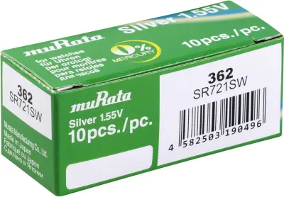 Murata gumbne celice 362 1.55 V 10 kos 25 mAh srebrovo-oksidni SR721SW-PBWW