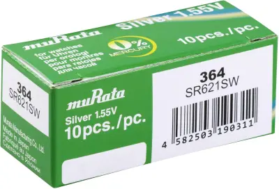Murata SR621SW-PBWW gumbne celice 364 srebrovo-oksidni 18 mAh 1.55 V 10 kos