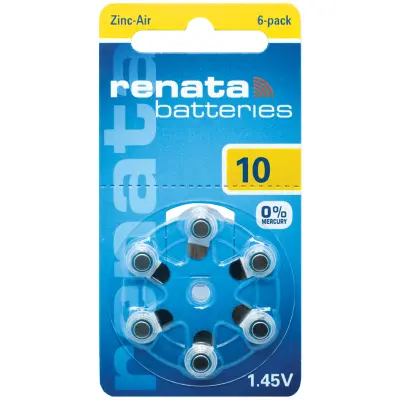 Renata 10 baterije za slušni aparat (6 baterij v blistru)