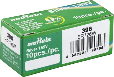 Murata gumbne celice 396 1.55 V 10 kos 35 mAh srebrovo-oksidni SR726W-PBWW