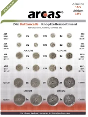 Arcas komplet gumbnih baterij 2x AG1\, AG3\, AG4\, AG5\, AG8\, AG10\, AG12\, AG13\, CR1620\, CR2016\, CR2025\, CR2032