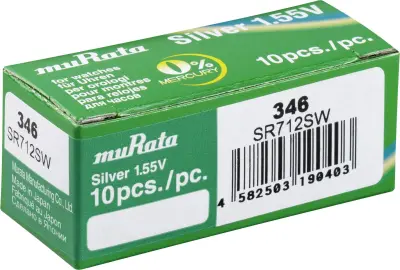 Murata gumbne celice 346 1.55 V 10 kos 9.5 mAh srebrovo-oksidni SR712SW-PBWW