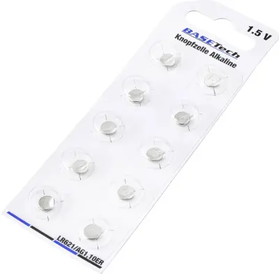 Basetech gumbne celice LR 621 1.5 V 10 kos 6 mAh alkalno-manganov AG1