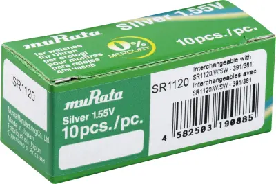 Murata gumbne celice 381 1.55 V 10 kos 60 mAh srebrovo-oksidni SR1120-PBWW