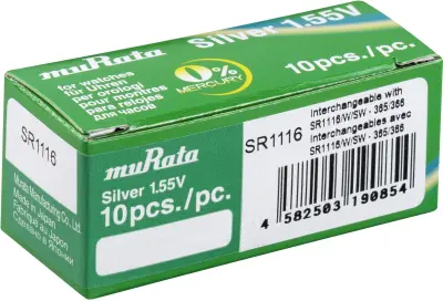 Murata gumbne celice 366 1.55 V 10 kos 30 mAh srebrovo-oksidni SR1116-PBWW