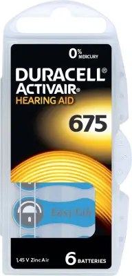 Duracell baterija za slušni aparat ZA 675 1.45 V 6 kos 630 mAh cink-zračni Activair 675