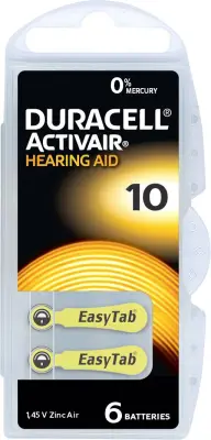 Duracell baterija za slušni aparat ZA 10 1.45 V 6 kos 90 mAh cink-zračni Activair 10