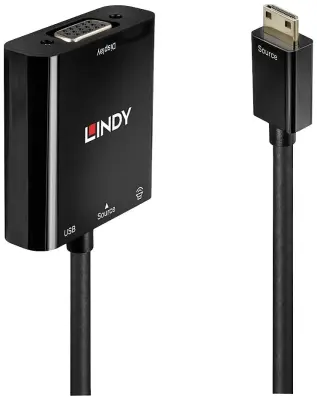LINDY 38286 HDMI / VGA pretvornik [1x moški konektor mini HDMI tipa C - 1x ženski konektor VGA] črna  0.1 m