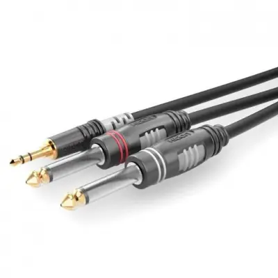 Sommer Cable HBA-3S62-0300 klinker avdio priključni kabel [1x 3\,5 mm banana moški konektor - 2x klinken vtič 6.3 mm (mono)] 3.00 m črna