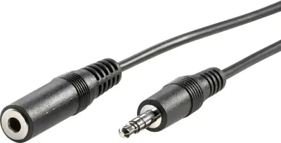 Value 11.99.4353 klinker avdio podaljšek [1x 3\,5 mm banana moški konektor - 1x priključna doza za 3\,5 mm banana moški konektor] 3.00 m črna zaščiten