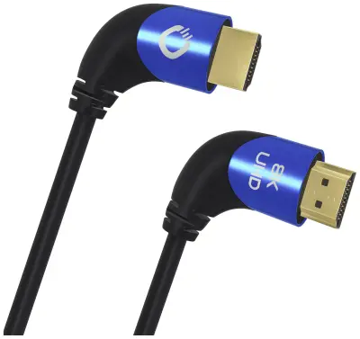 Oehlbach HDMI priključni kabel HDMI-A  vtič\, HDMI-A  vtič 1.00 m črna D1C42540 #####8K UHD\, 90° kotni levo\, trojno oklopljen HDMI kabel