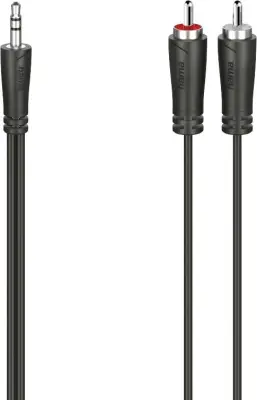 Hama 00200721 klinker / cinch avdio priključni kabel [1x 3\,5 mm banana moški konektor - 2x moški cinch konektor] 5 m črna