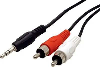 Roline 11.09.4345 klinker avdio priključni kabel [1x 3\,5 mm banana moški konektor - 2x moški cinch konektor] 5.00 m črna zaščiten