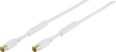 Vivanco antene kabel [1x 75 Ω antenski ženski konektor - 1x 75 Ω antenski moški konektor] 3 m 110 dB pozlačeni konektorji, s feritnim jedrom bela
